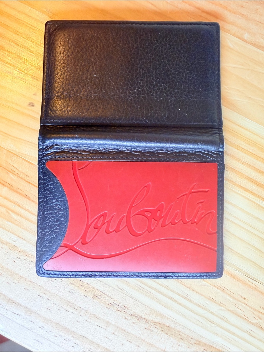 Christian Louboutin Black Leather wallet with Signature Red Panel